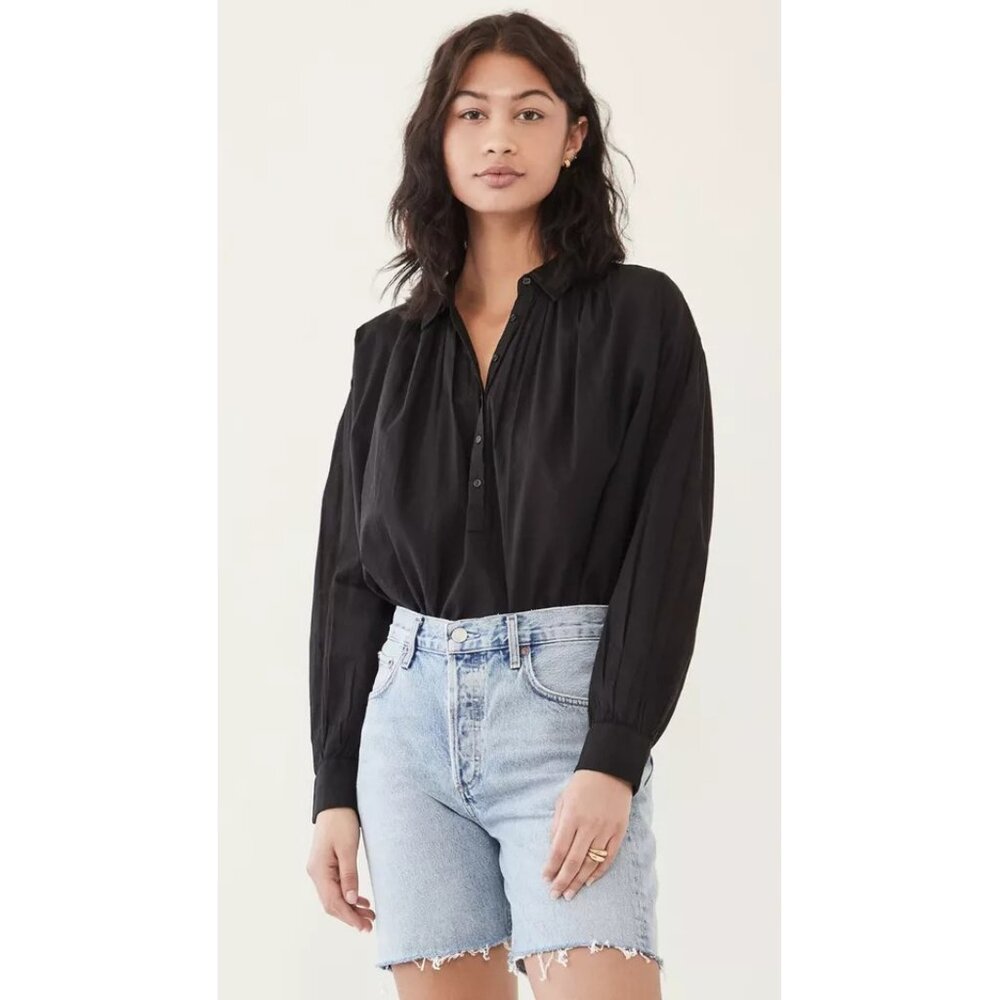 Nili Lotan Miles Tunic Shirt Top Cotton Collared Oversized Long Sleeve S